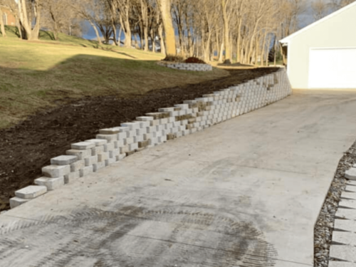 Driveway Retaining Wall Installation